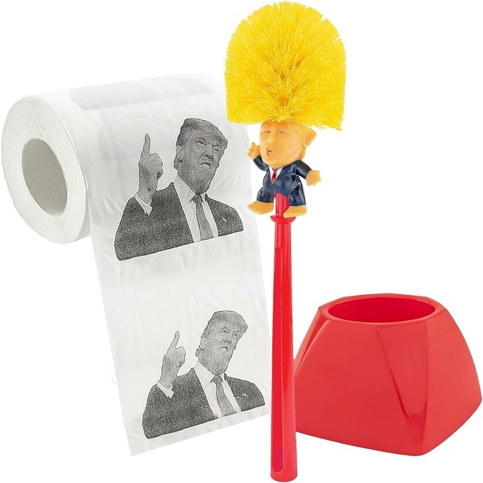 Trump Toilet Brush with Holder & Toilet Paper